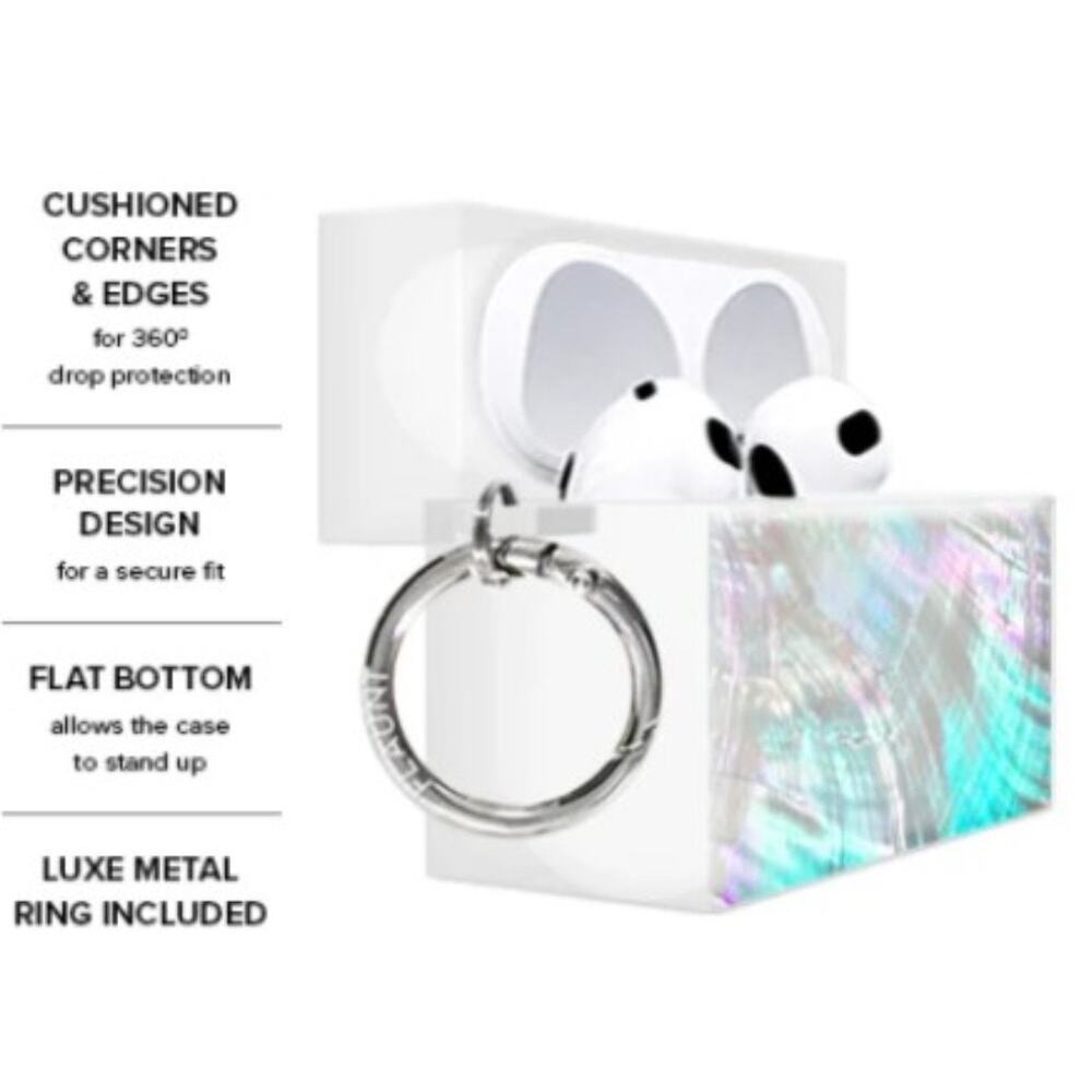 Flaunt SQUARE Mother of Pearl AirPods 3rd Generation Case NEW - Picture 3 of 6